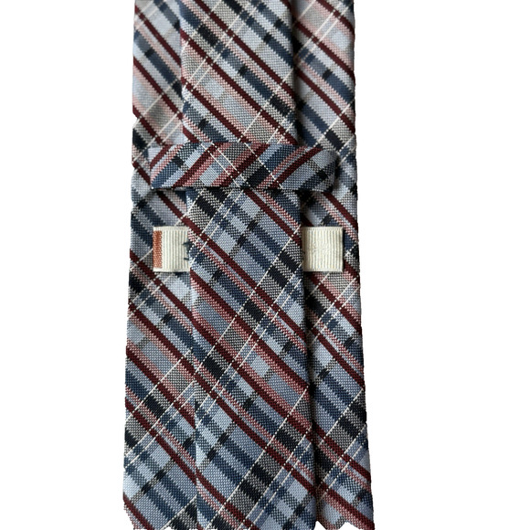 BURMA BIBAS Men's 100% Silk Neck Tie‎ Red White Blue Striped - USA America EUC - Picture 5 of 9